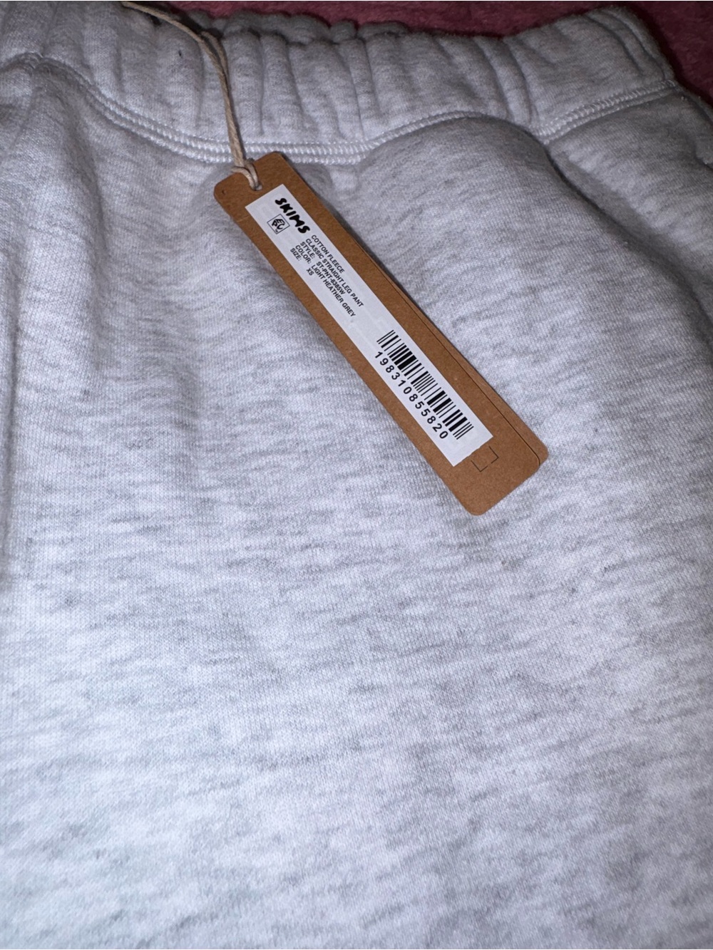 NWT SKIMS Cotton Fleece Classic Straight Leg Pant Light Heather Grey XSMALL - Picture 10 of 10